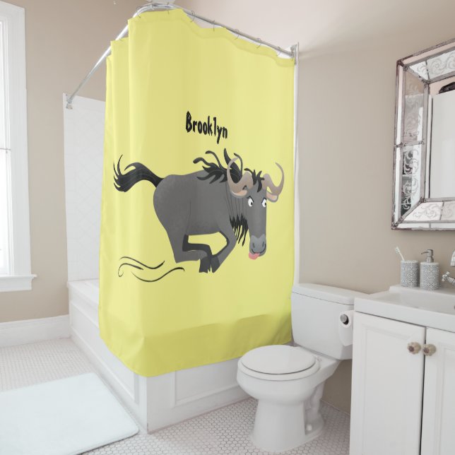 Funny wildebeest running cartoon illustration (In Situ)