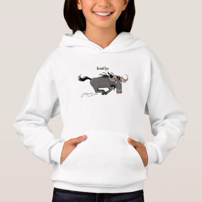 Funny wildebeest running cartoon illustration  (Front)