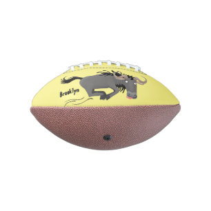 Funny wildebeest running cartoon illustration football