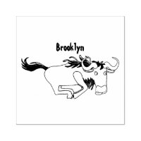 Funny wildebeest running cartoon illustration