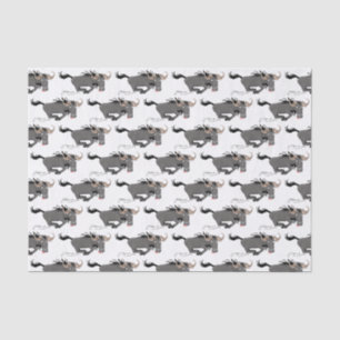 Funny wildebeest running cartoon illustration tissue paper