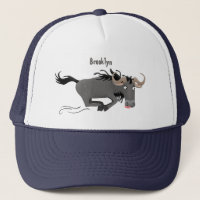 Funny wildebeest running cartoon illustration