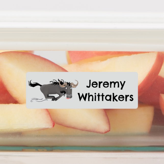 Funny wildebeest running cartoon personalized (Affixed)