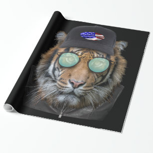 Funny wildlife dressed up Bengal Tiger Wrapping Paper