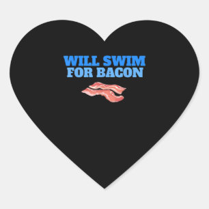 Funny Will Swim Bacon Swimming Breakfast Heart Sticker