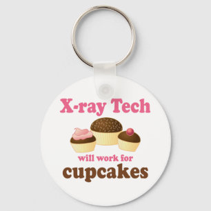 Funny Will Work for Cupcakes X-ray Tech Keychain