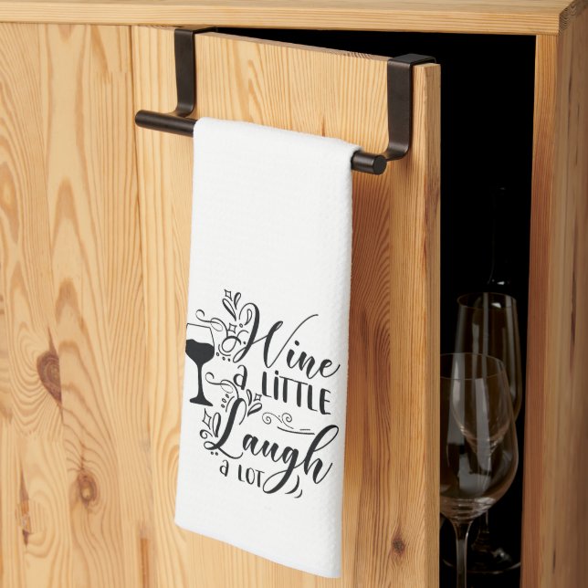 Funny Wine A Little Laugh A Lot Kitchen Towel (Thirds Fold)
