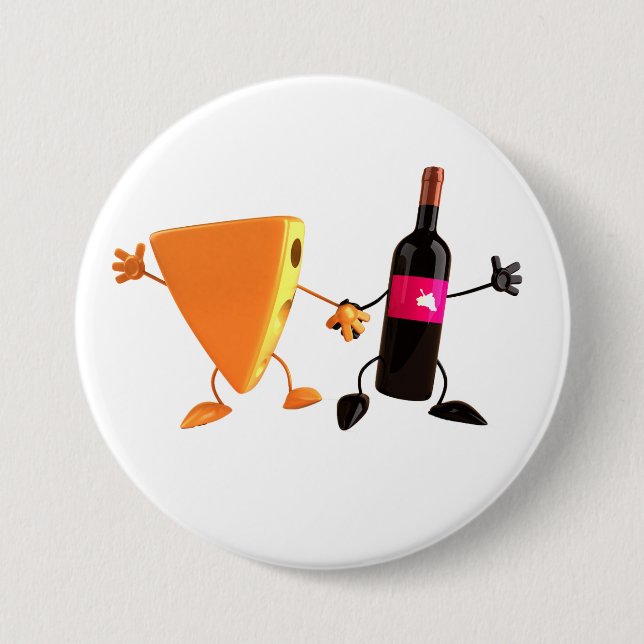 Funny Wine and Cheese Party 3 Inch Round Button (Front)