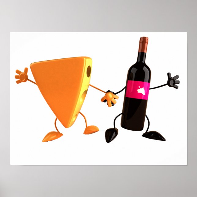 Funny Wine and Cheese Party Poster (Front)