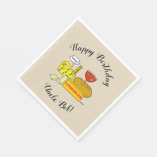 Funny Wine and Cheese Tasting Birthday Party Napkin (Corner)