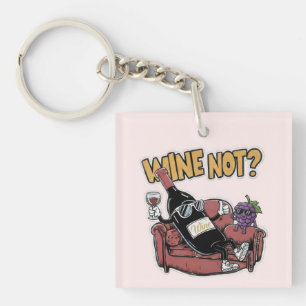 Funny Wine and Grapes Keychain