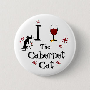 Funny Wine Cabernet Cat Fan  2 Inch Round Button