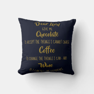 Funny Wine Chocolate Coffee Lover Mug Christmas Throw Pillow