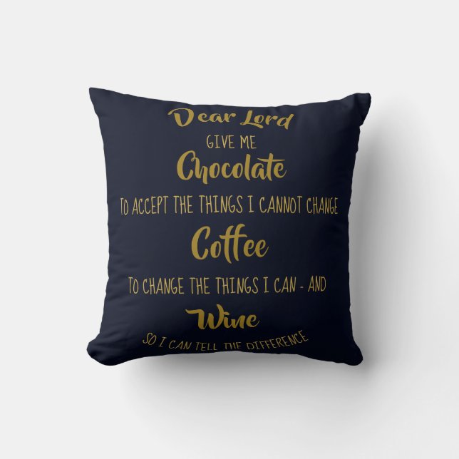 Funny Wine Chocolate Coffee Lover Mug Christmas Throw Pillow (Front)
