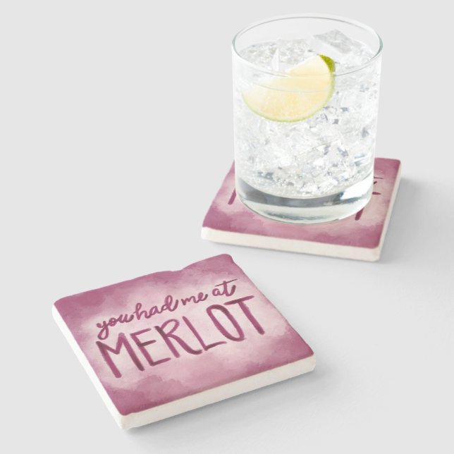 Funny wine coaster wine gift you had me at merlot (Side)