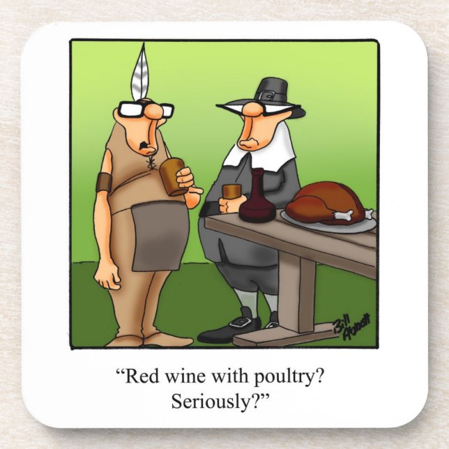 Funny Wine Humour Coaster Set (Front)