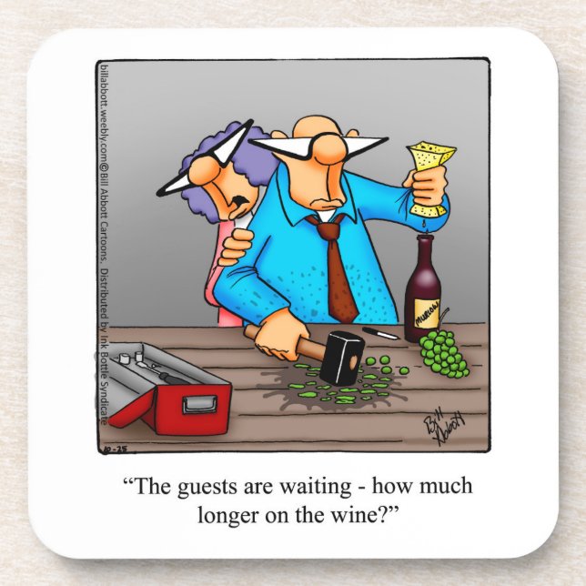 Funny Wine Humour Coaster Set (Front)