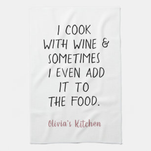 Funny Wine Humour Saying Name Black & Red Kitchen Towel