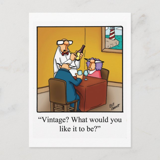 Funny Wine Humour"Vintage?" Postcard (Front)