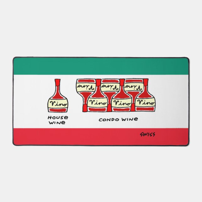 Funny Wine Lover Cartoon Vino  Desk Mat (Front)