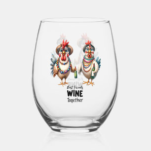 Funny Wine Lover/Chicken Stemless Wine Glass
