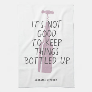 Funny Wine Lover Custom Name Stylish Gift Kitchen Towel