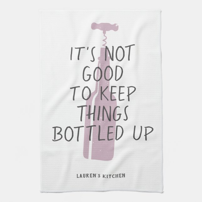 Funny Wine Lover Custom Name Stylish Gift Kitchen Towel (Vertical)