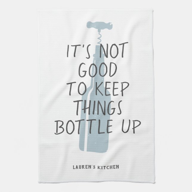 Funny Wine Lover Custom Name Stylish Gift Kitchen Towel (Vertical)