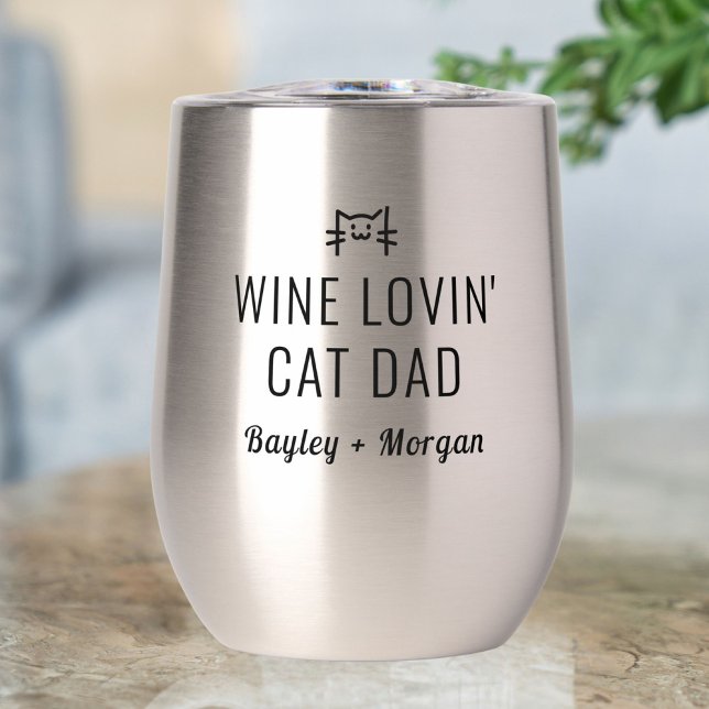 Funny Wine Loving Cat Dad Personalized Names (Creator Uploaded)