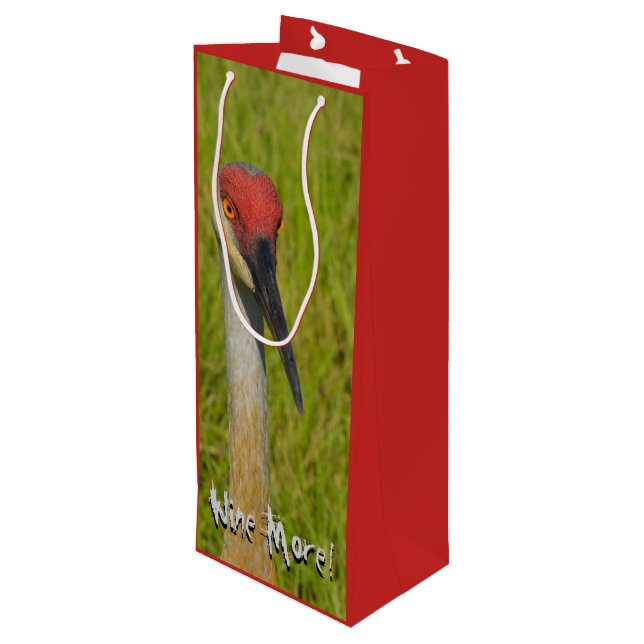  Funny Wine More Sand Hill Crane Nature Wildlife  Wine Gift Bag (Back Angled)