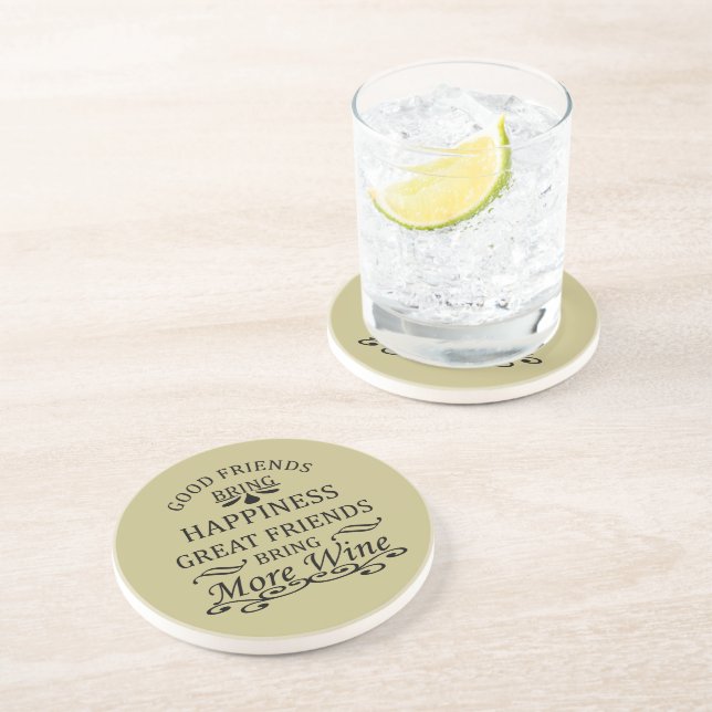 funny wine quote for friends coaster (Side)