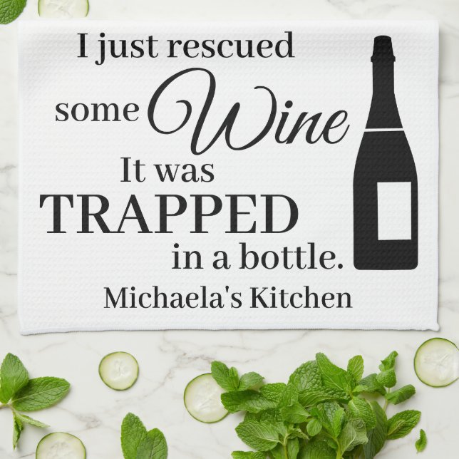 Funny Wine Quote Humour Cute Kitchen Towel (Folded)