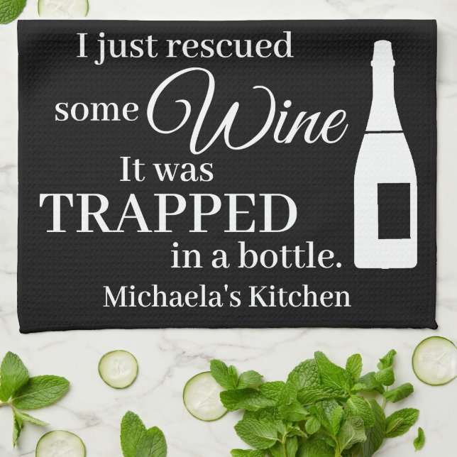 Funny Wine Quote Humour Cute Kitchen Towel (Folded)
