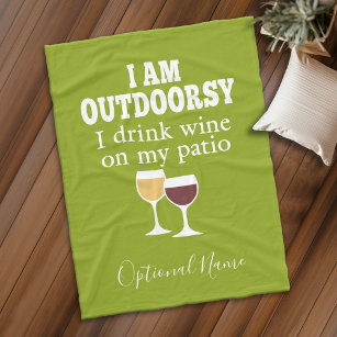 Funny Wine Quote - I drink wine on my patio Fleece Blanket