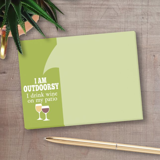 Funny Wine Quote - I drink wine on my patio Post-it Notes (Wine post-it notes)