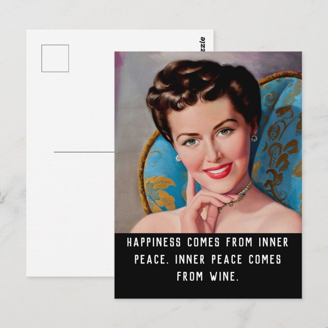 Funny Wine Quote Retro Homemaker Postcard (Front/Back)