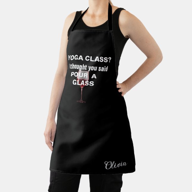 Funny Wine Quote, Wine Lovers Personalized Black Apron (Insitu)