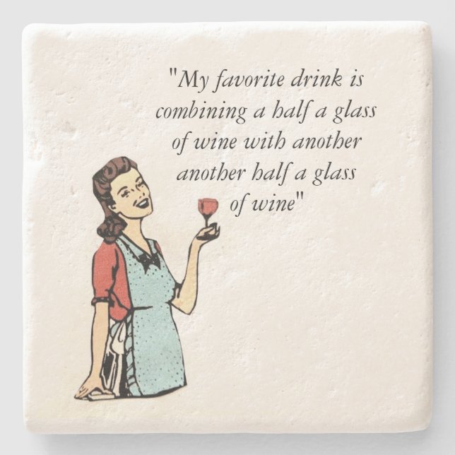 Funny Wine Stone Coaster (Front)