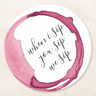 Funny Wine Tasting Party Round Paper Coaster