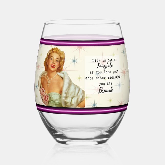 Funny Wineglass Best Friend Gift "Fairytale" Stemless Wine Glass (Front)