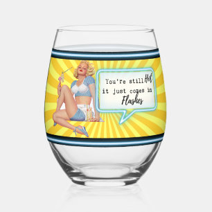 Funny Wineglass Best Friend Gift "Hot Flash" Stemless Wine Glass