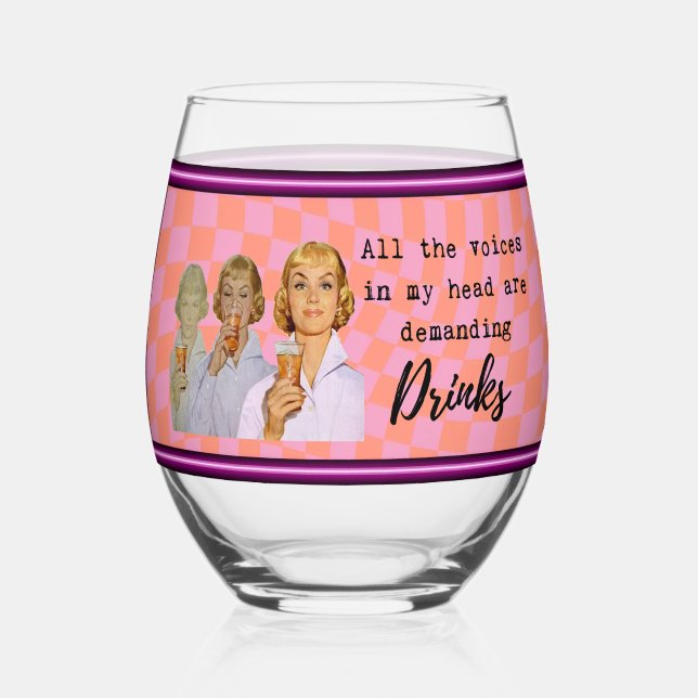 Funny Wineglass Best Friend Gift "Prune" Stemless Wine Glass (Front)