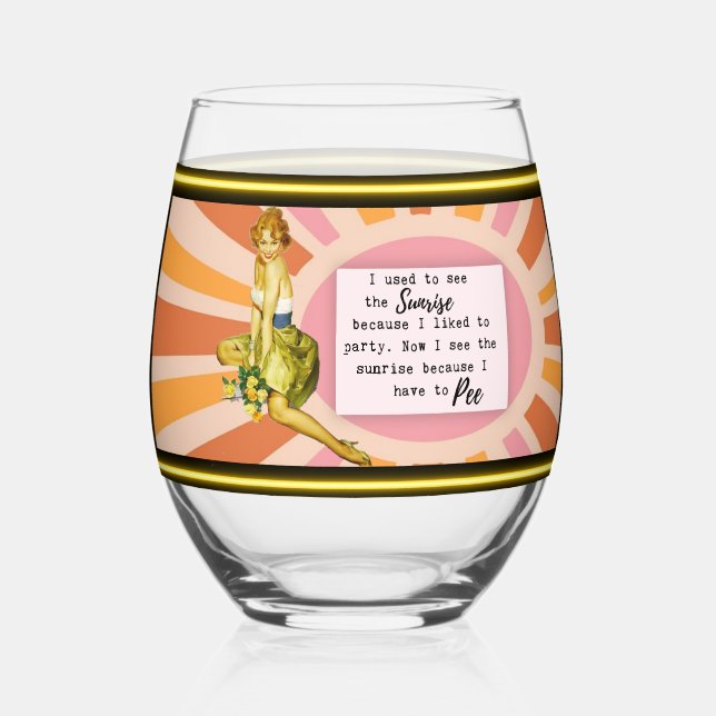 Funny Wineglass Best Friend Gift "Sunrise" Stemless Wine Glass (Front)