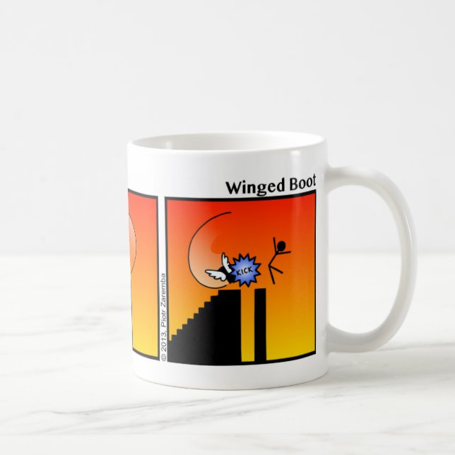 Funny Winged Boot Stickman Mug - 096 (Right)
