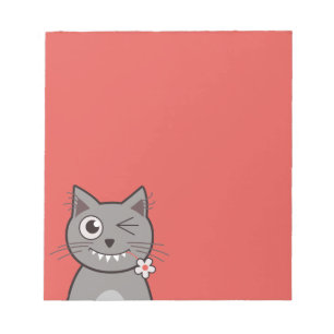 Funny Winking Cartoon Kitty Cat Notepad