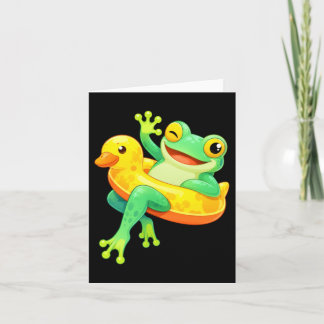 Funny Winking Frog Duck Float Pool Vacation Card
