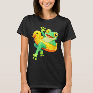 Funny Winking Frog Duck Float Pool Vacation T-Shirt
