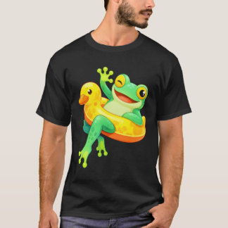 Funny Winking Frog Duck Float Pool Vacation T-Shirt