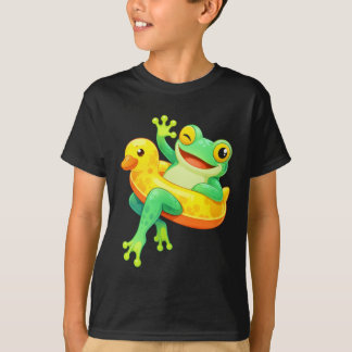 Funny Winking Frog Duck Float Pool Vacation T-Shirt