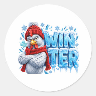 Funny Winter Chicken Sticker - Angry Rooster with